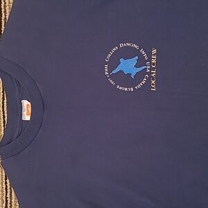 PHIL COLLINS Dancing Tour Local Crew Cotton Blue Mens XL Band‎ T Shirt VTG 90s